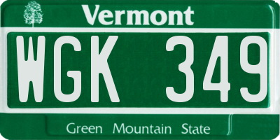 VT license plate WGK349