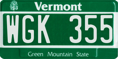VT license plate WGK355