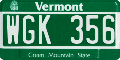 VT license plate WGK356
