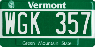 VT license plate WGK357