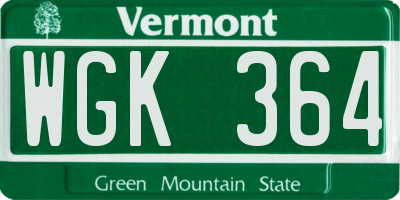 VT license plate WGK364