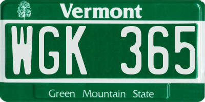 VT license plate WGK365