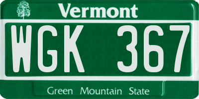 VT license plate WGK367