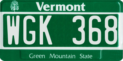 VT license plate WGK368