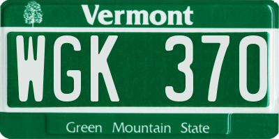VT license plate WGK370