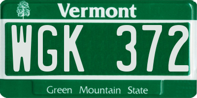 VT license plate WGK372