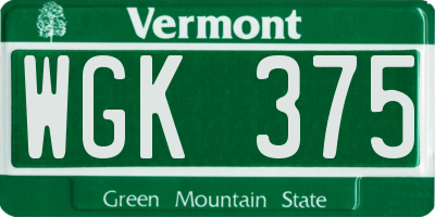 VT license plate WGK375
