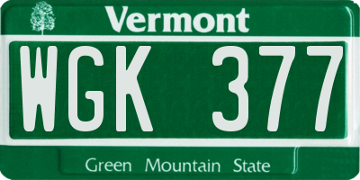 VT license plate WGK377