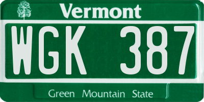 VT license plate WGK387