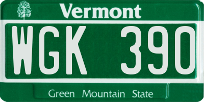 VT license plate WGK390