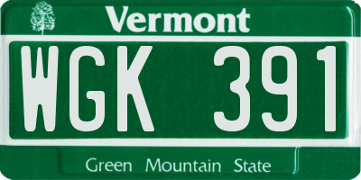 VT license plate WGK391