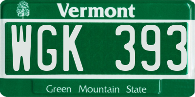 VT license plate WGK393