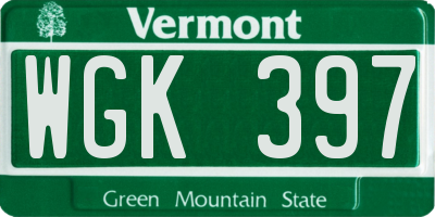 VT license plate WGK397