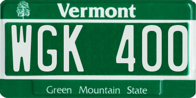 VT license plate WGK400