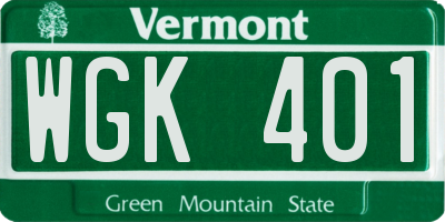 VT license plate WGK401