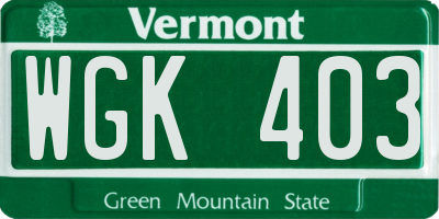 VT license plate WGK403