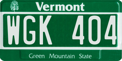VT license plate WGK404