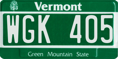 VT license plate WGK405