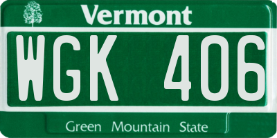 VT license plate WGK406