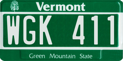 VT license plate WGK411