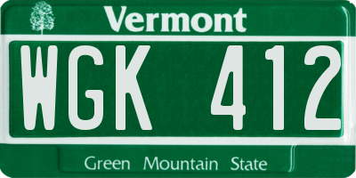 VT license plate WGK412