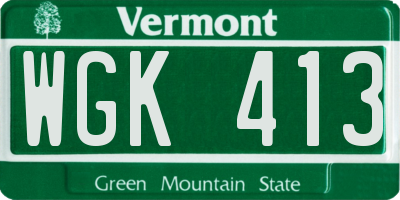 VT license plate WGK413