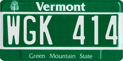 VT license plate WGK414