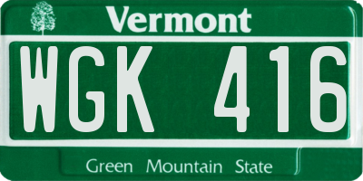 VT license plate WGK416