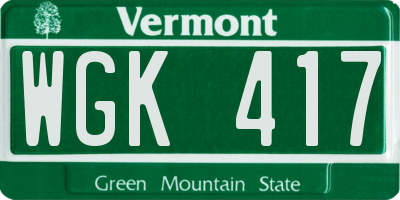 VT license plate WGK417