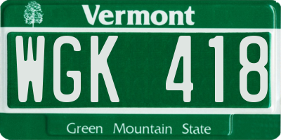 VT license plate WGK418