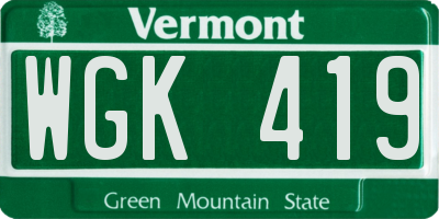 VT license plate WGK419
