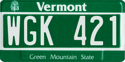 VT license plate WGK421