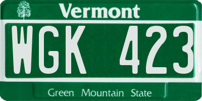 VT license plate WGK423