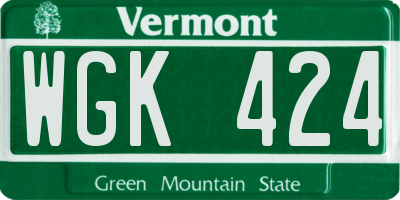 VT license plate WGK424
