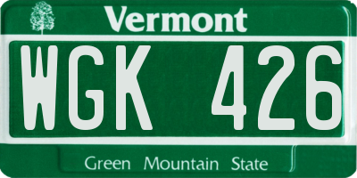 VT license plate WGK426