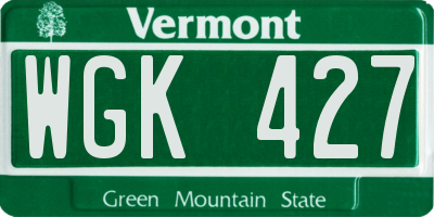VT license plate WGK427