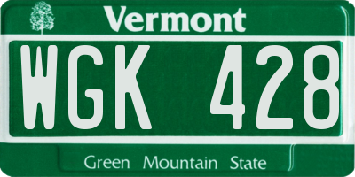 VT license plate WGK428