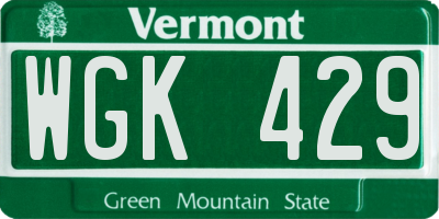 VT license plate WGK429