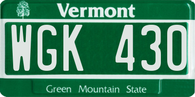 VT license plate WGK430