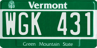 VT license plate WGK431