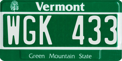 VT license plate WGK433