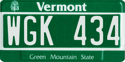 VT license plate WGK434