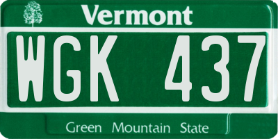 VT license plate WGK437
