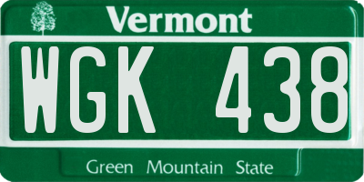 VT license plate WGK438