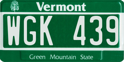 VT license plate WGK439