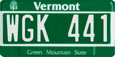 VT license plate WGK441