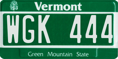 VT license plate WGK444