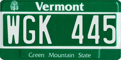 VT license plate WGK445