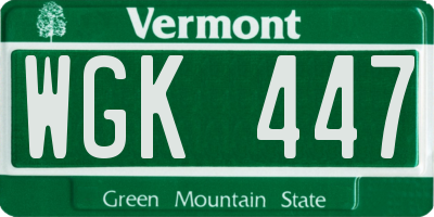 VT license plate WGK447