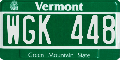 VT license plate WGK448